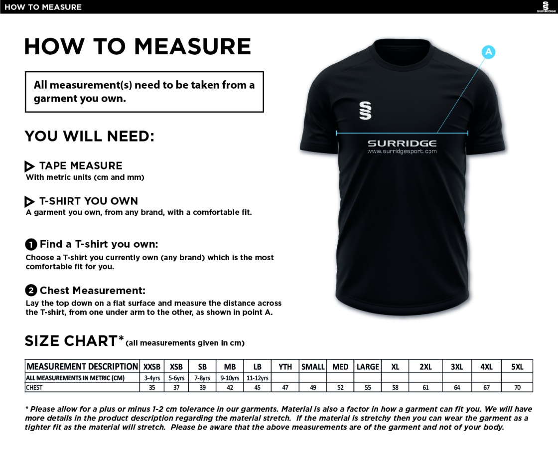 IND-GYMCC Rugby Club - Women's Blade Polo - Size Guide
