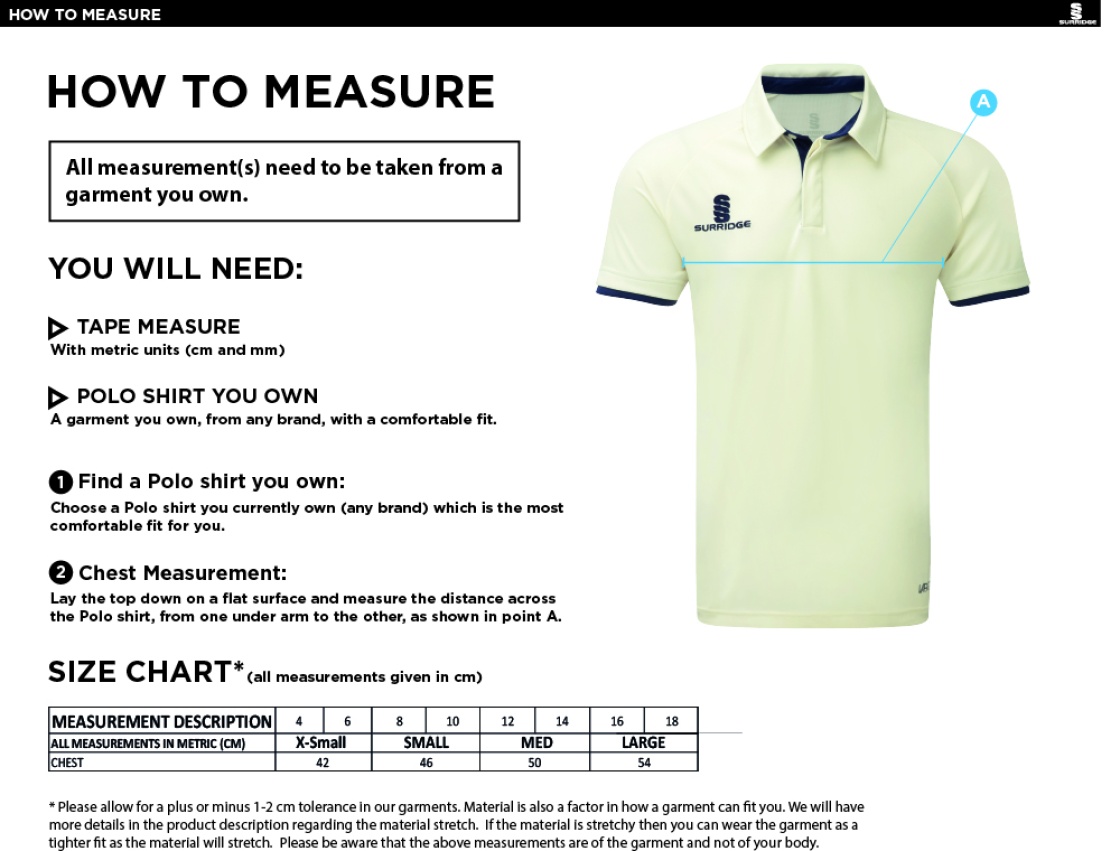 INDIAN GYMKHANA Dual Cricket Shirt Short Sleeve Womens - Size Guide