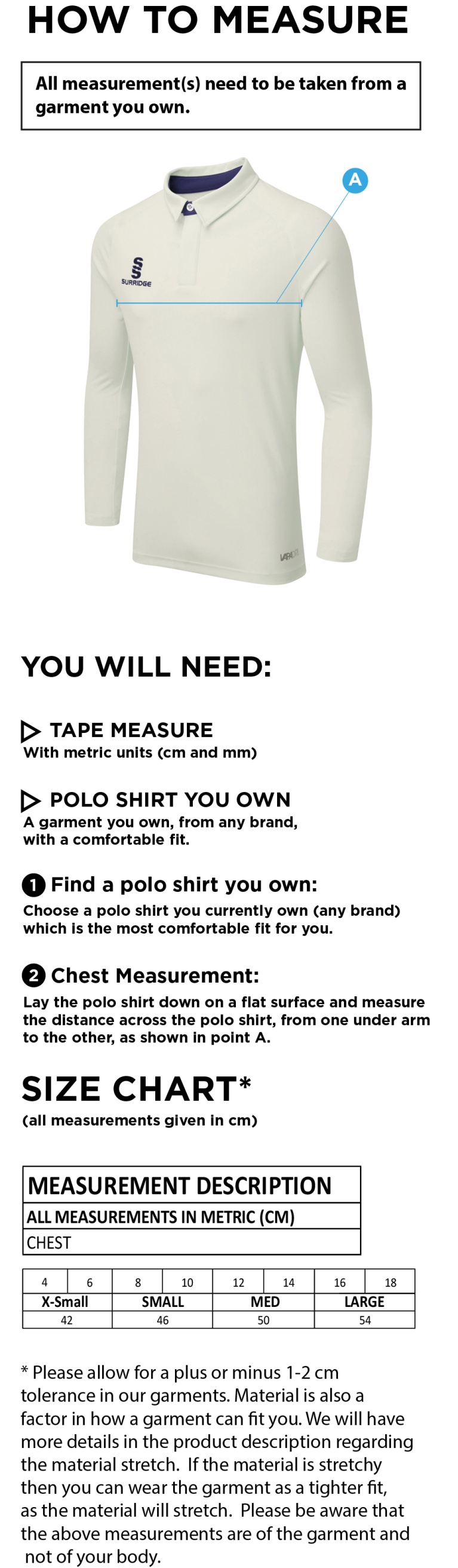 INDIAN GYMKHANA DUAL LONG SLEEVE CRICKET SHIRT (WOMENS)-Ivory - Size Guide