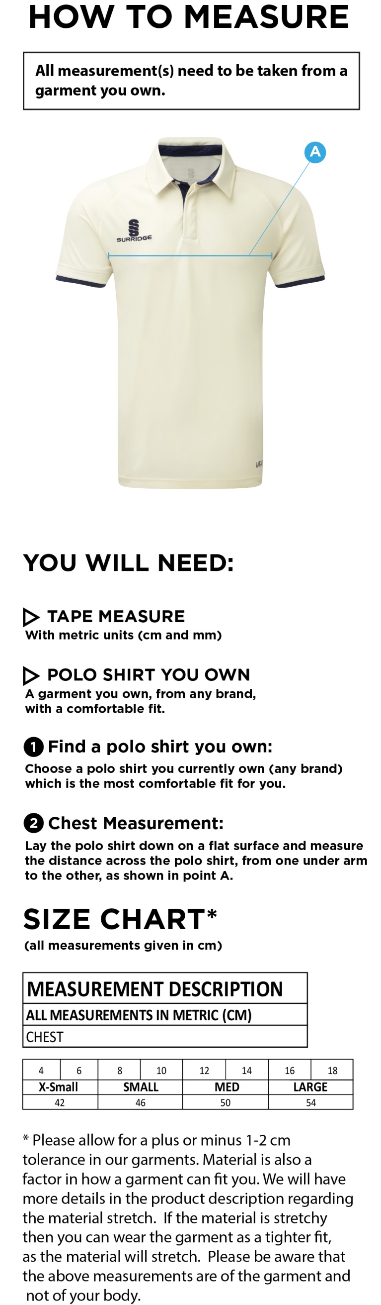 INDIAN GYMKHANA Dual Cricket Shirt Short Sleeve Womens - Size Guide